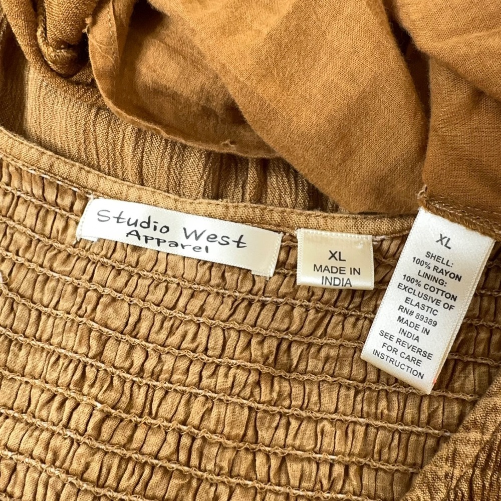 Boho Renaissance Peasant Maxi Dress Sz XL Smocked Tiered Cottagecore Ren Faire - Picture 6 of 8